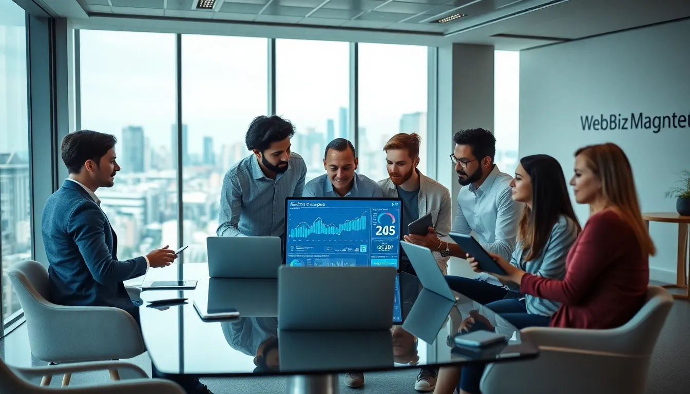 diverse team collaborating in a modern office on WebBizMagnet insights.