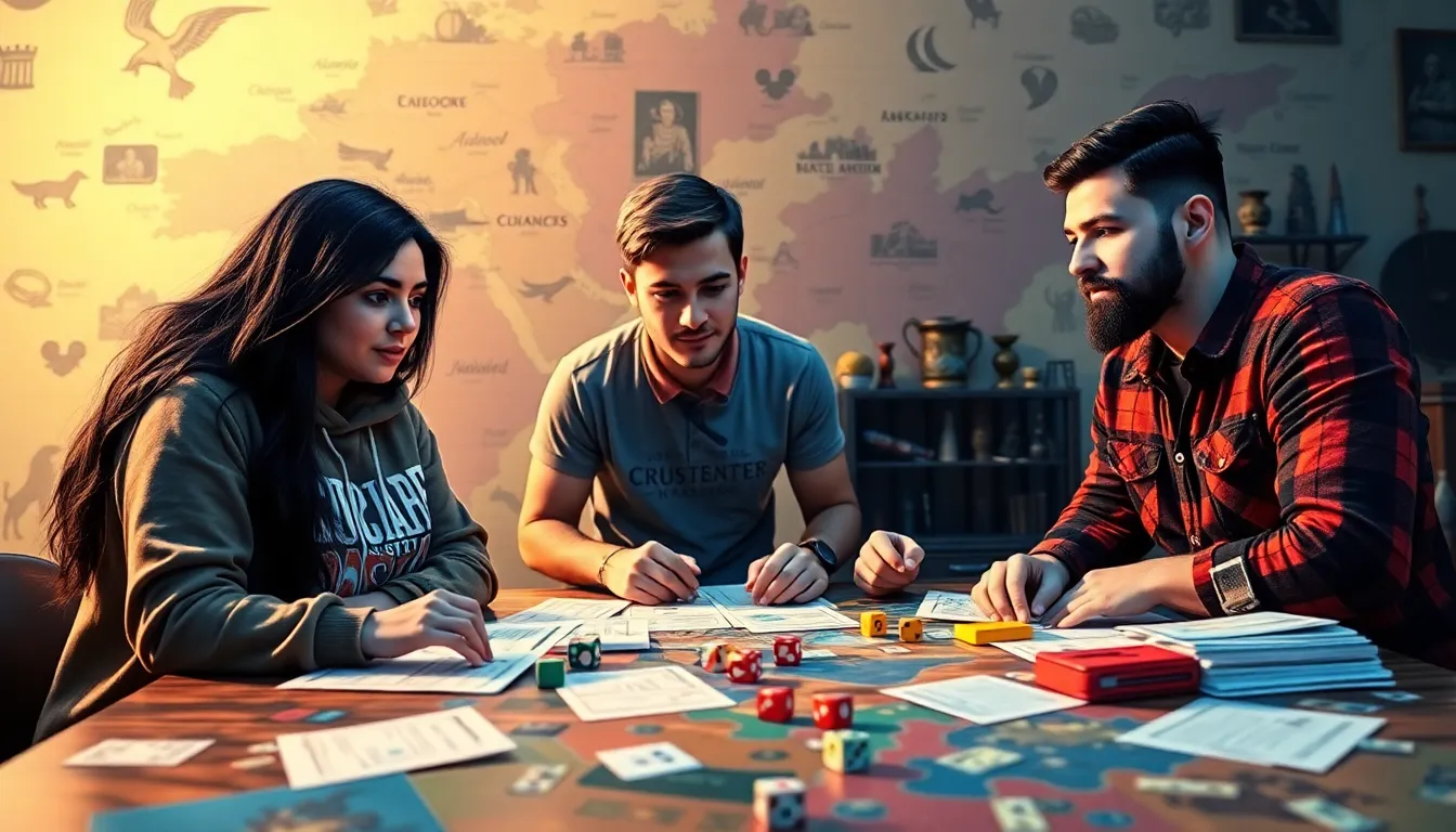 three gamers collaborating on character creation using CK2Generator.