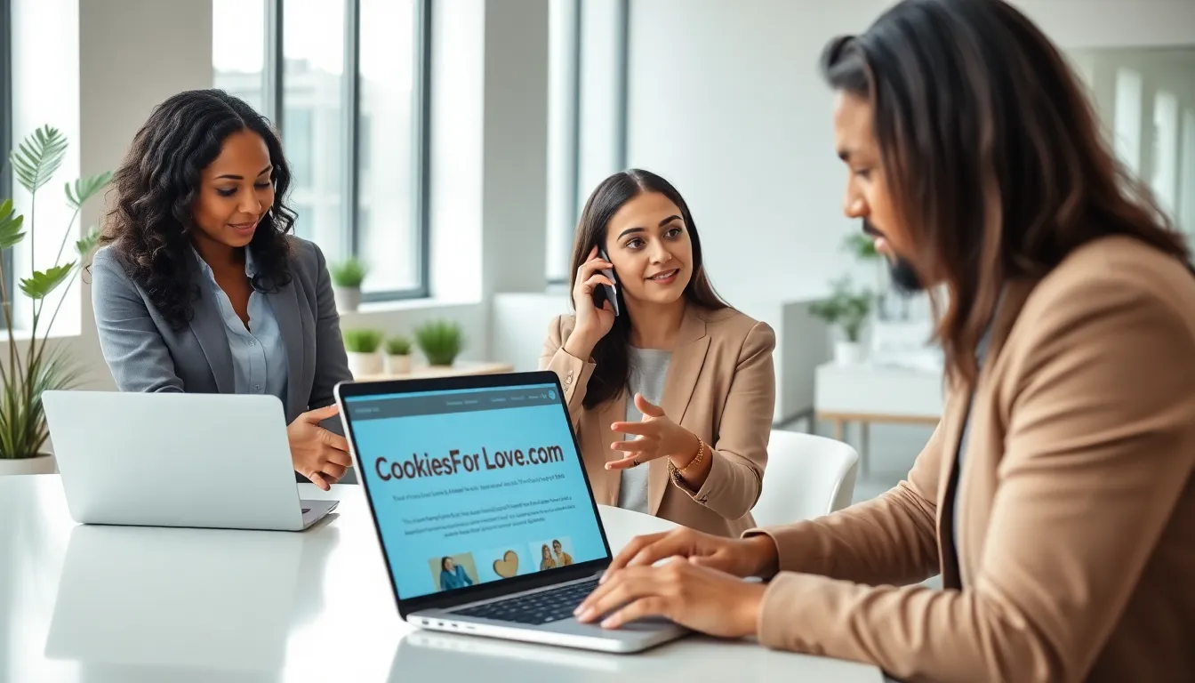 diverse team discussing cookie orders in a modern office setting.