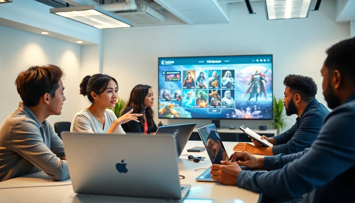 diverse team strategizing in a modern office setting.